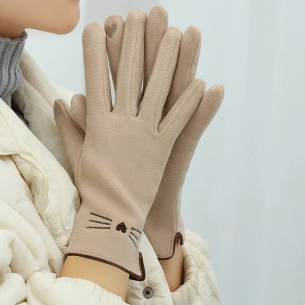 Winter-Touchscreen-Handschuhe für Damen mit Katzen-Design