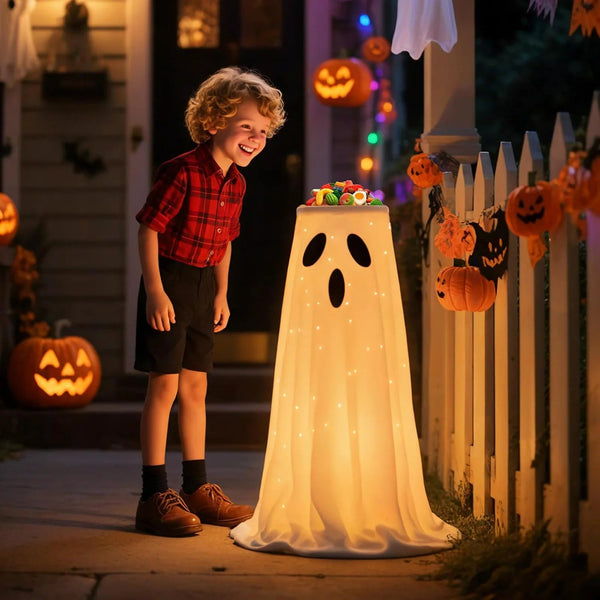 Beleuchteter Halloween-Süßigkeitenschalen-Ständer mit Geister-Design