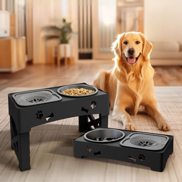 Verstellbarer erhöhter Slow-Feeder für Hunde