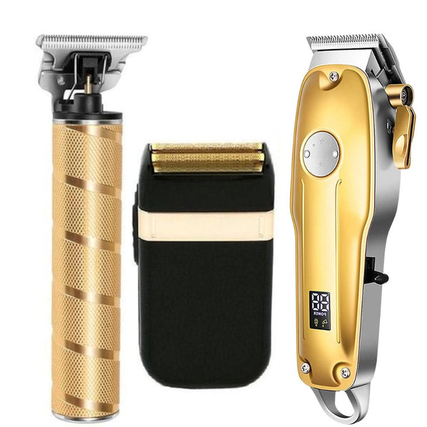 Professionelles kabelloses Haarschneide-Set für Herren in Gold
