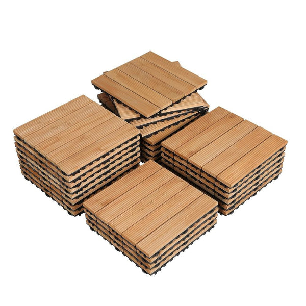 Ineinandergreifende Outdoor-Terrassenfliesen aus Holz, 27-teiliges Set