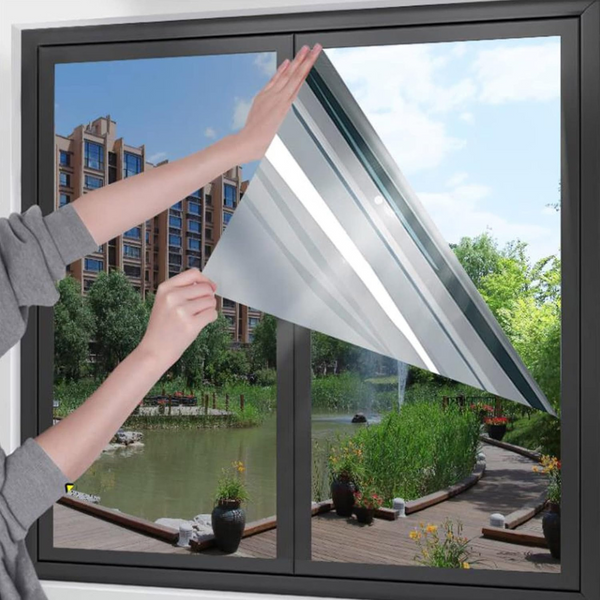 Reflektierende Einweg-Sichtschutzfolie für Fenster zur Wärmedämmung
