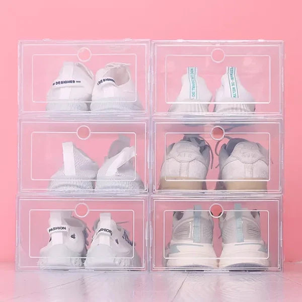 6er-Set Stapelbare Transparente Schuhboxen aus Kunststoff