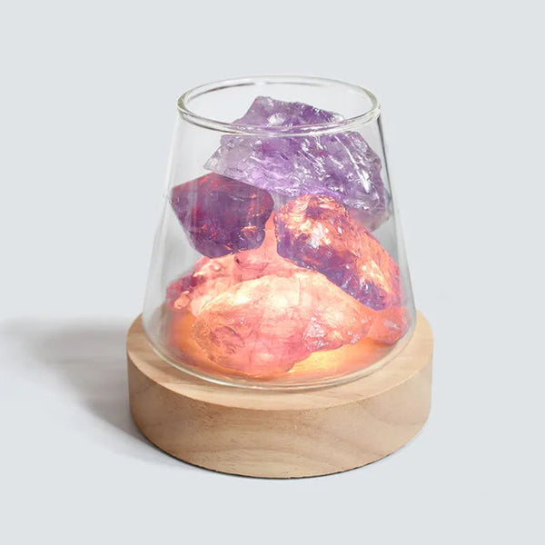 Himalaya-Salzkristall-Lampe - Kristall-Nachtlicht und ätherischer Öl-Diffusor