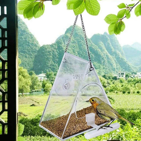 Transparenter Acryl-Vogelhäuschen zum Aufhängen für den Garten