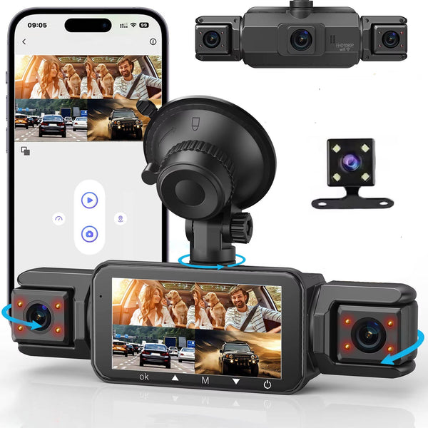 Kabellose Auto-Dashcam für vorne und hinten mit Nachtsicht