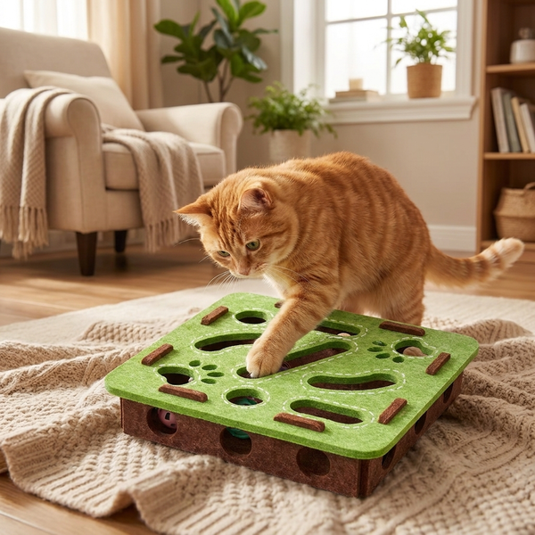 Interaktive Filz-Puzzle-Box für Katzen