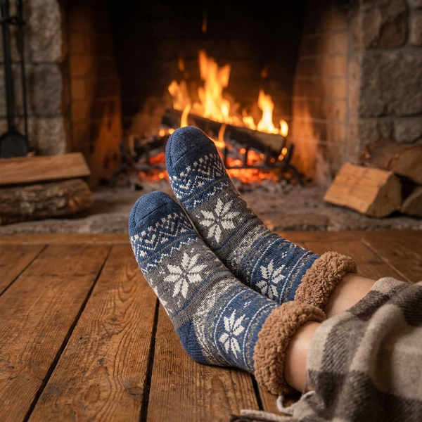 Warme Socken mit Schneemuster für den Winter