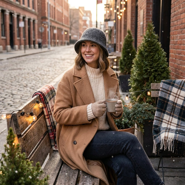 Damen Winter Woll-Bucket-Hat