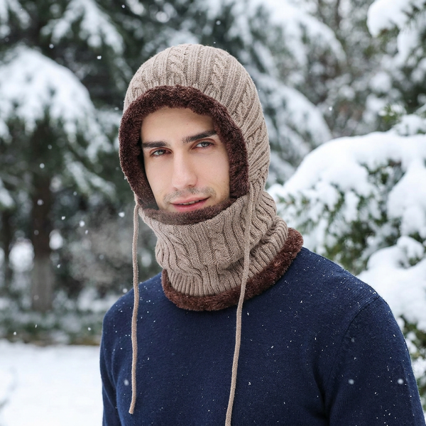 Winter-Strickmütze Balaclava mit integriertem Schal