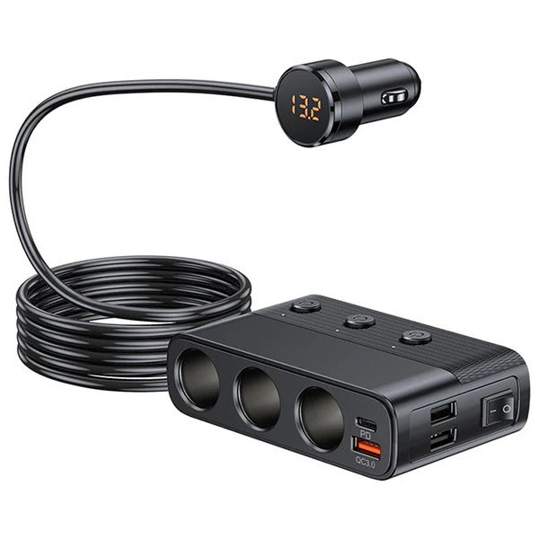 7-in-1 Auto-Zigarettenanzünder-Adapter mit mehreren Anschlüssen