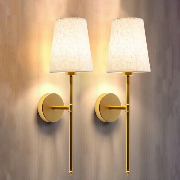 Kabellose Wandleuchte aus Stoff (Set aus 2 Lampen + 2 Glühbirnen gratis)