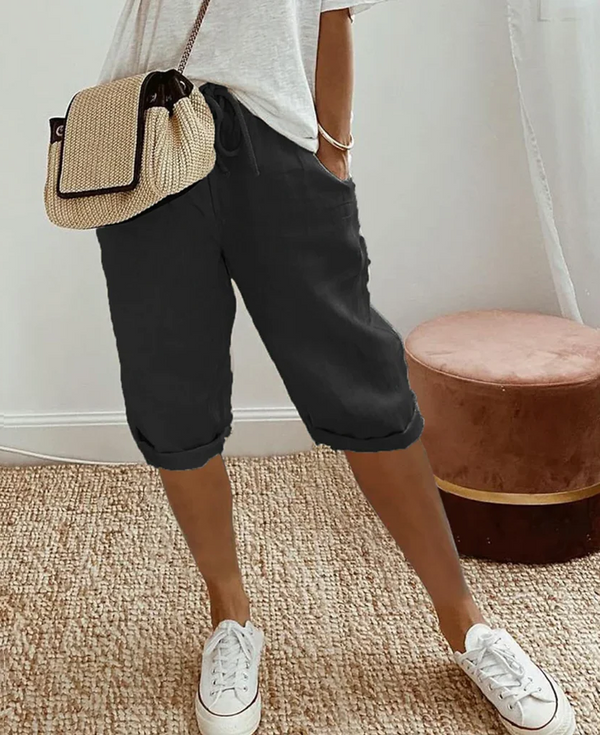 Modische Damen-Kniebundhose in Leinenoptik