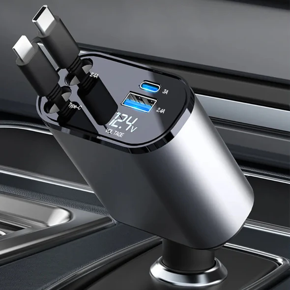 4-in-1 Einziehbares Auto-Ladegerät