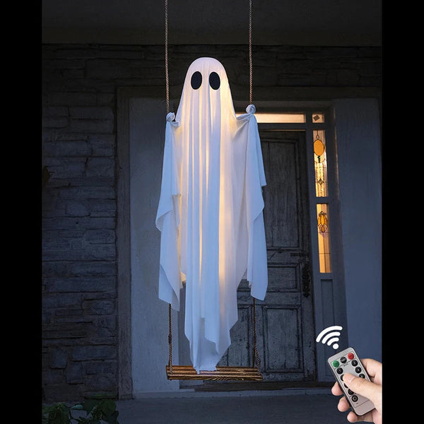 Beleuchtete Outdoor-Geister-Halloween-Dekoration mit Schaukel und LED-Lichtern
