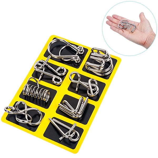 8-teiliges Metall-Puzzle-Ring-Set als kniffliges Denkspielzeug