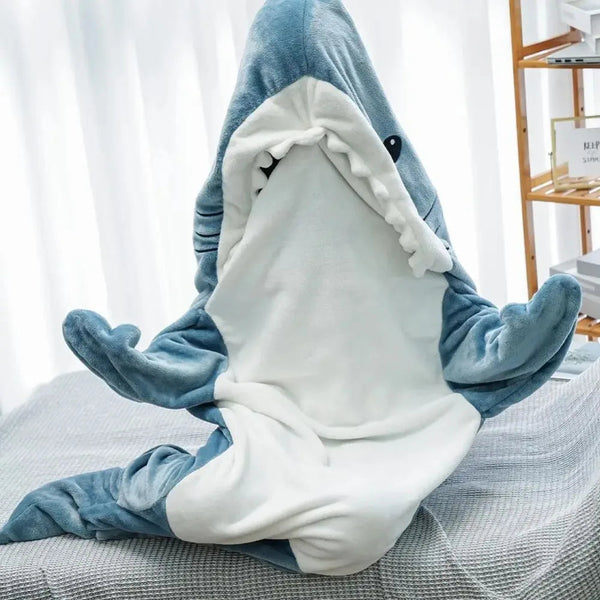 Weiche Hai-Kapuzen-Decke aus Flanell