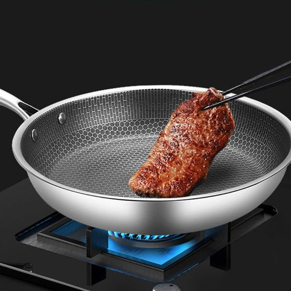 Edelstahl-Bratpfanne mit Antihaftbeschichtung für müheloses Kochen