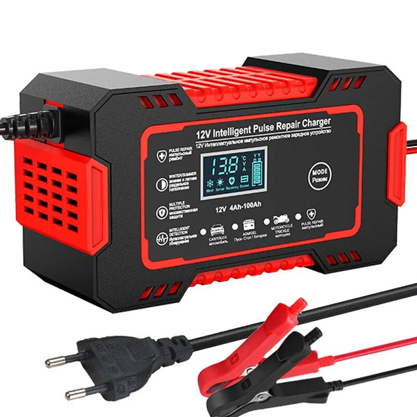 Intelligentes 12V 6A Autobatterie-Ladegerät mit Impulsreparatur und LCD-Anzeige
