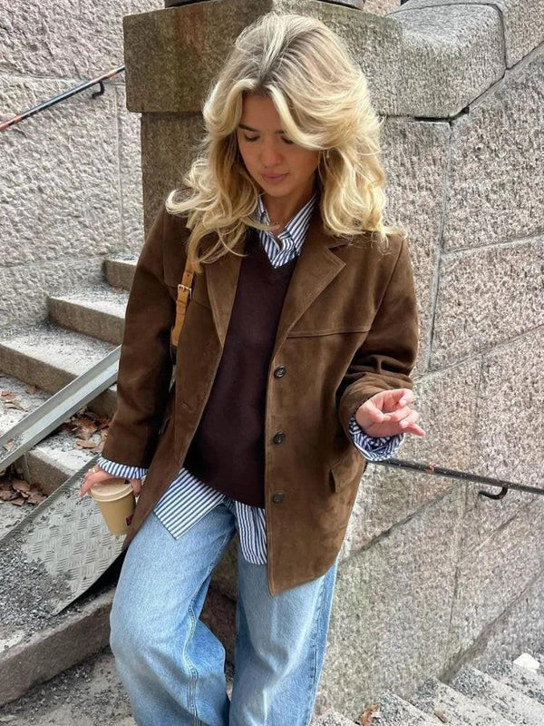 Braune einreihige Jacke