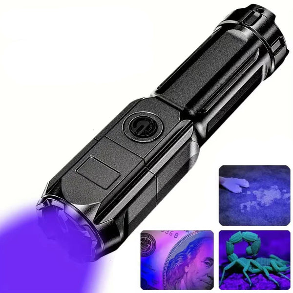 Wiederaufladbare UV-Taschenlampe mit Zoomfunktion