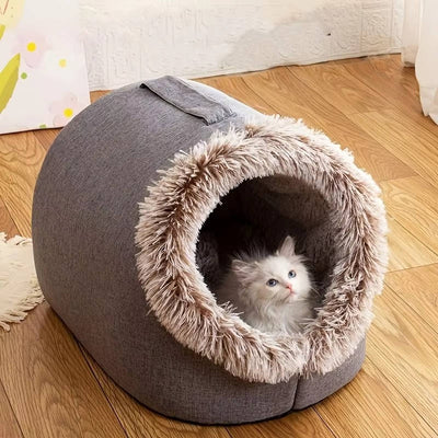 Gemütliches Winter-Katzenbett für maximalen Komfort