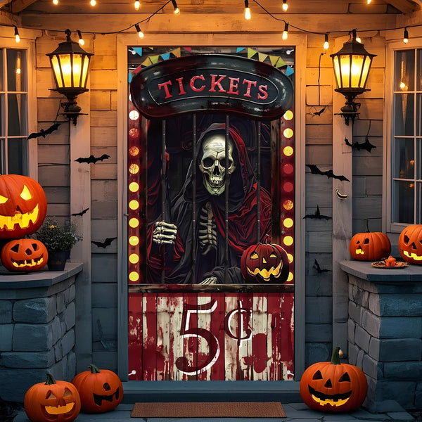 Gruselige Halloween-Türabdeckung als Dekoration