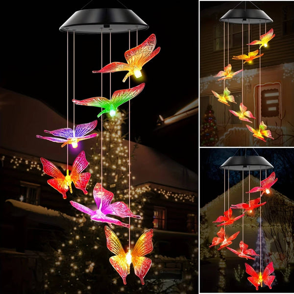 Solarbetriebenes Windspiel mit LED-Beleuchtung