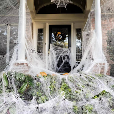 200 Quadratfuß Spinnenweben Halloween-Türdekoration mit künstlichen Spinnen
