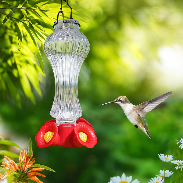 Blumen-Glas-Kolibri-Futterstation mit Ameisenschutz