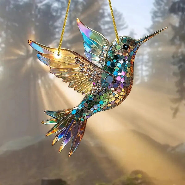 Bunter Kolibri-Sonnenfänger als Fensterdekoration