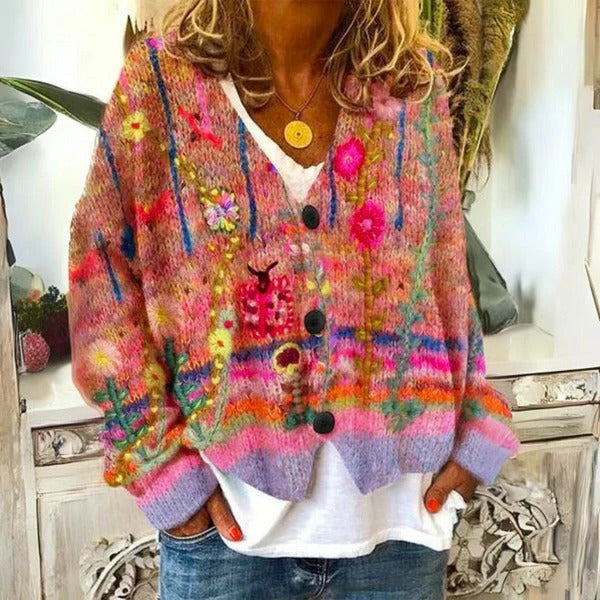 Damenpullover mit Blumenmuster