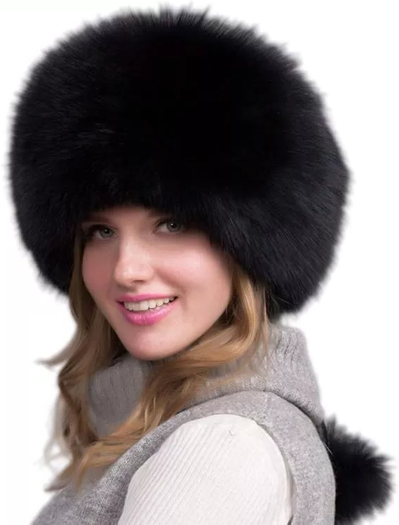 Luxuriöse Damen-Wintermütze aus 100% echtem Fuchsfell mit Ohrenschützern