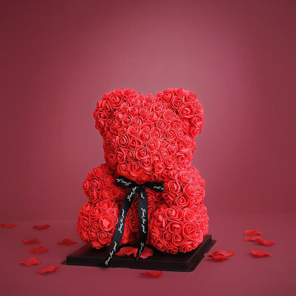 Ewige Liebe Rosenblüten-Teddybär Geschenk für Valentinstag 25 cm